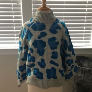 H&M leopard blue and grey sweater